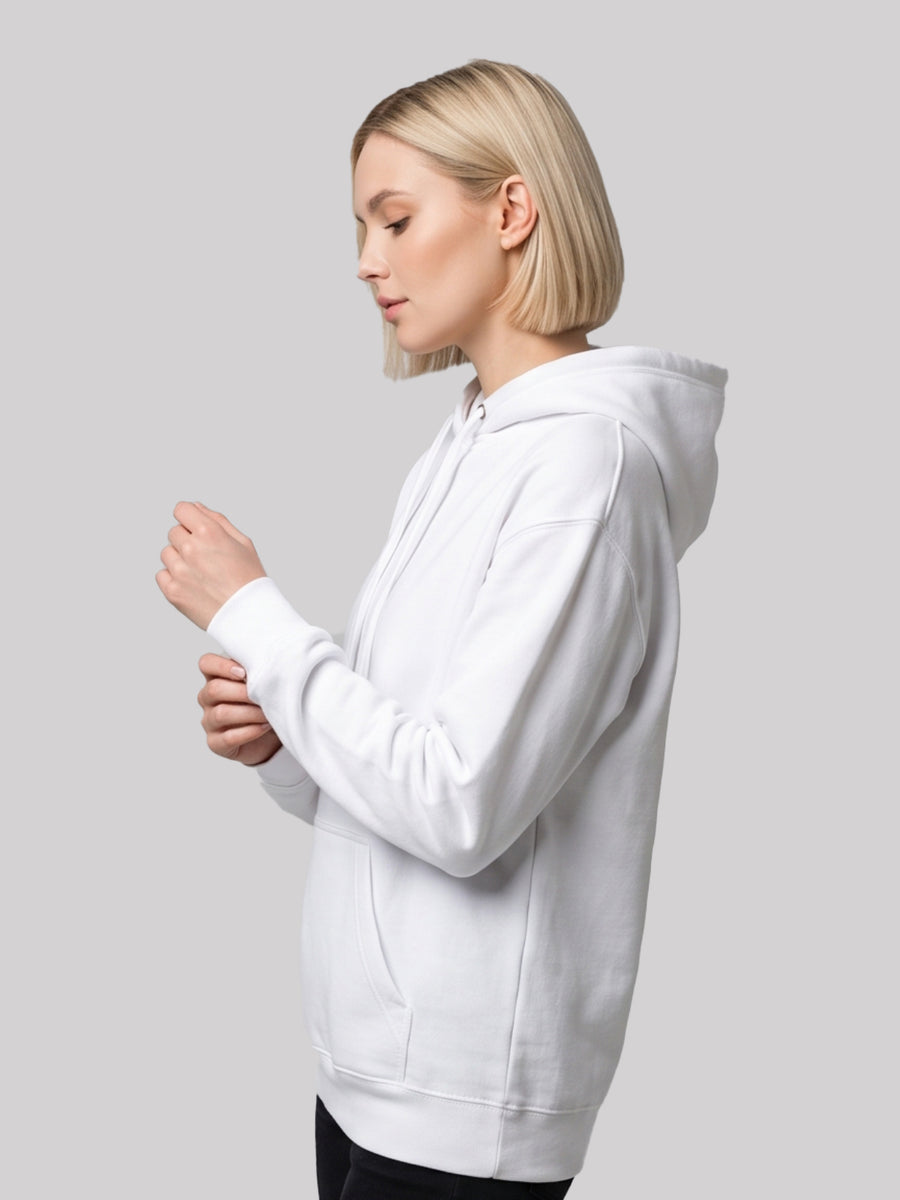 White Fleece Hoodie | Unisex Pullover