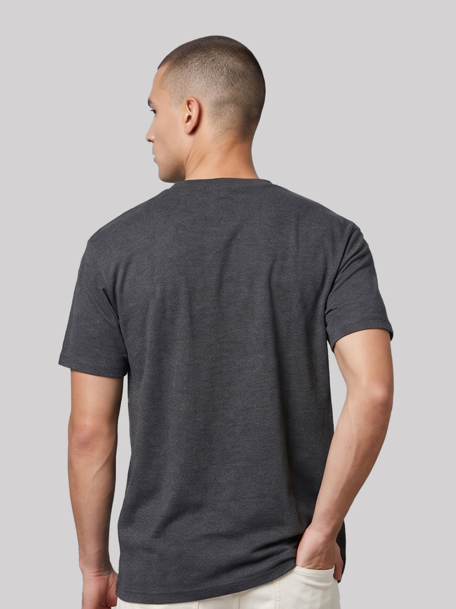 Charcoal Unisex Cotton Blend T-Shirt - Ribbed Neck